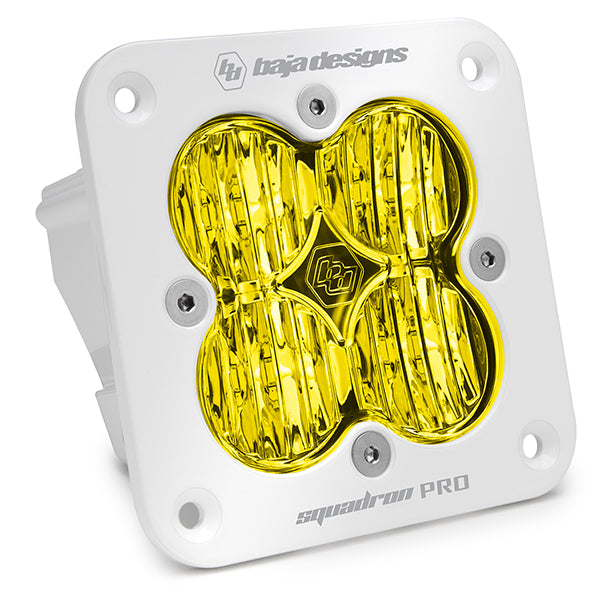 Flush Mount LED Light Pod White Amber Lens Wide Cornering Pattern Squadron Pro Baja Designs 491015WT
