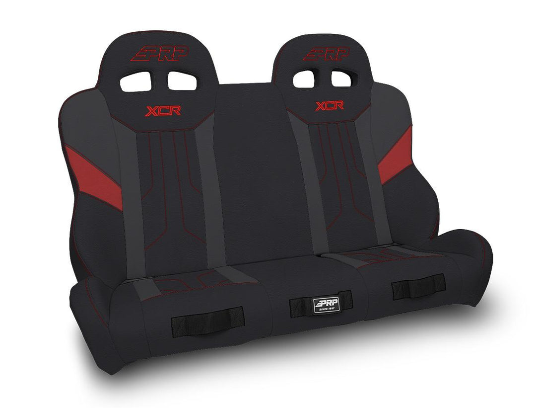 XCR Quick Release Rear Suspension Bench Seat for Polaris RZR PRO XP4 PRO R4 Turbo R4 Black and Red PRP Seats
