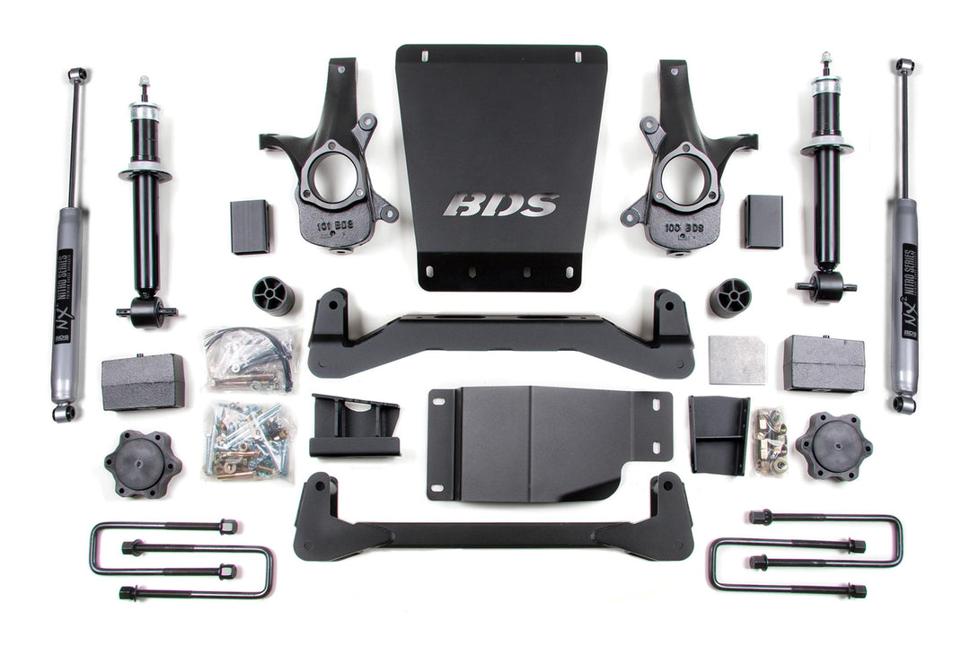 4 Inch Lift Kit Silverado/Sierra 1500 07-13 4WD 5 Inch Block Fox 2.0 Performance BDS184FS