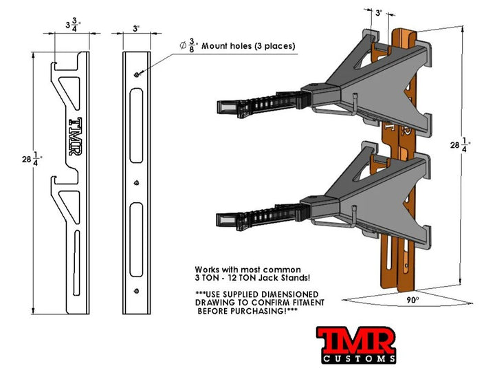 TMR LARGE Jack Stand Storage Rack - PAIR - Skinny Pedal Racing