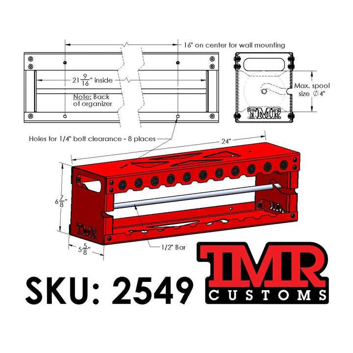 TMR Small Wire Spool Organizer Rack - Skinny Pedal Racing