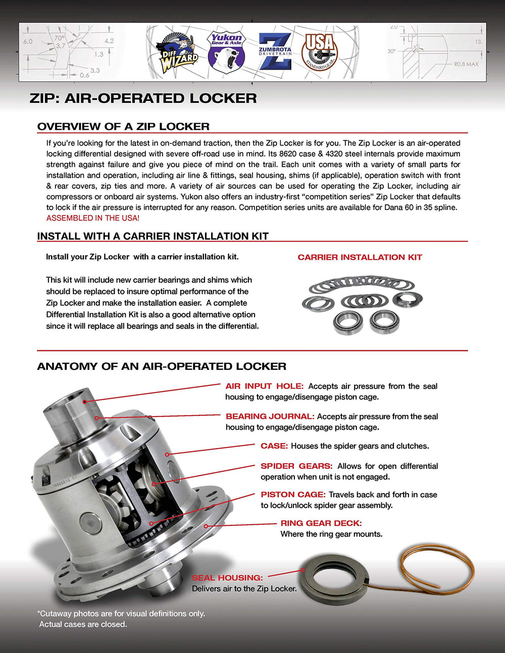Yukon Zip Locker For Dana 60 With 35 Spline Axles 4.10 & Down - Competition YZLD60-3-35HC