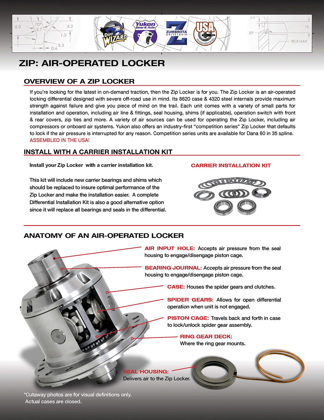 Yukon Zip Locker For Dana 60 With 35 Spline Axles 4.10 & Down - Competition YZLD60-3-35HC