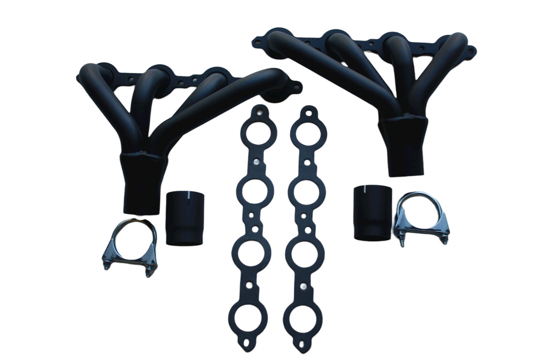 Universal Vortec Gen III Headers for Jeep CJ7, CJ8 and YJ, Black Painted - 717043-NP