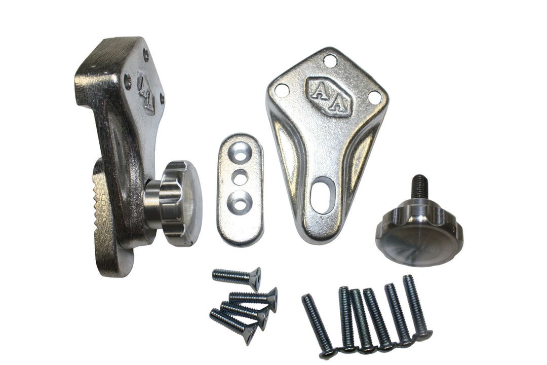 Jeep CJ5 / CJ6 Windshield Latch Kit, Polished Aluminum (1975 and Earlier) - 716127