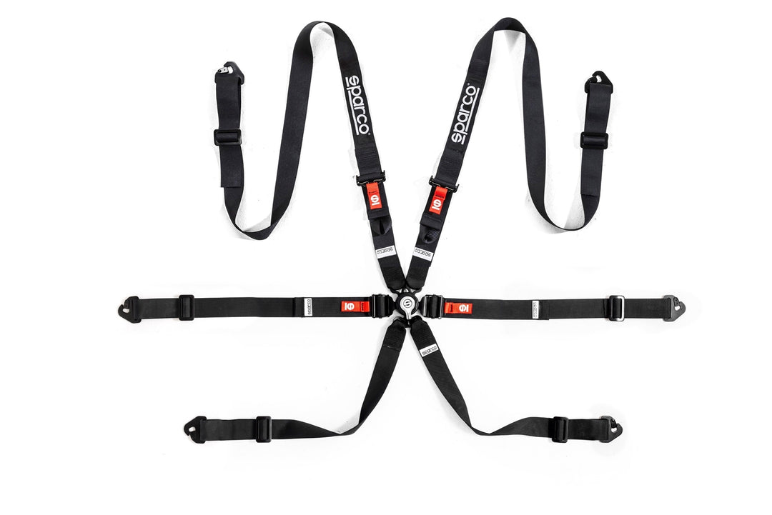 Sparco Comp H-2 6PT Steel Pull-Down 2" Harness - Black