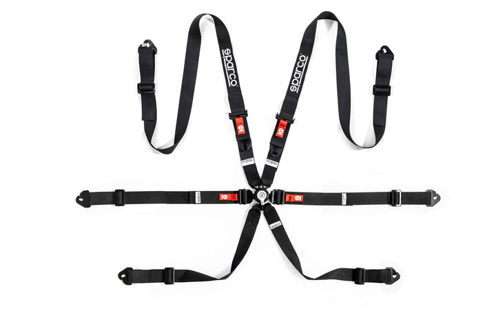 Sparco Comp H-2 6PT Steel Pull-Down 2" Harness - Black
