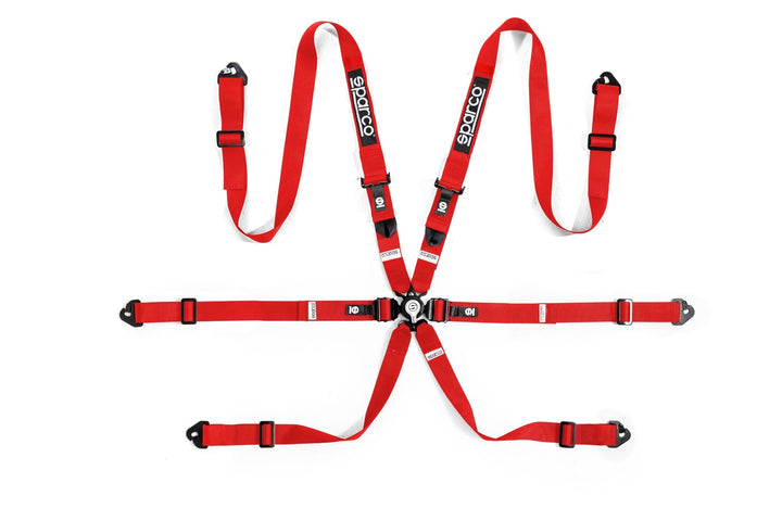 Sparco Comp H-2 6PT Steel Pull-Down 2" Harness - Red