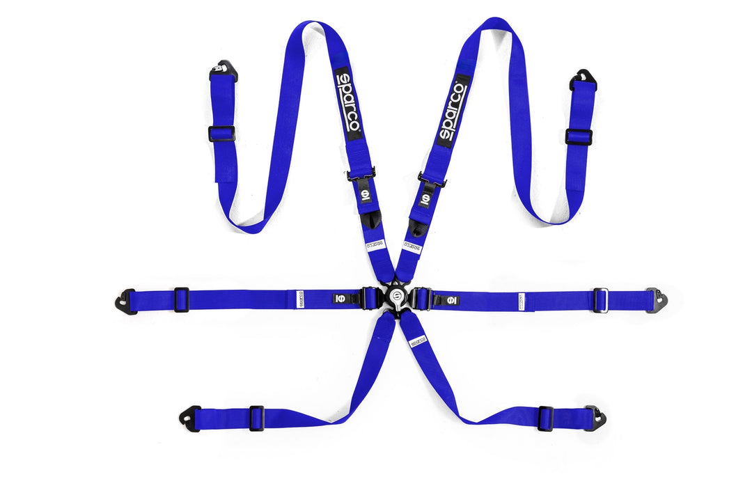 Sparco Comp H-2 6PT Steel Pull-Down 2" Harness - Blue