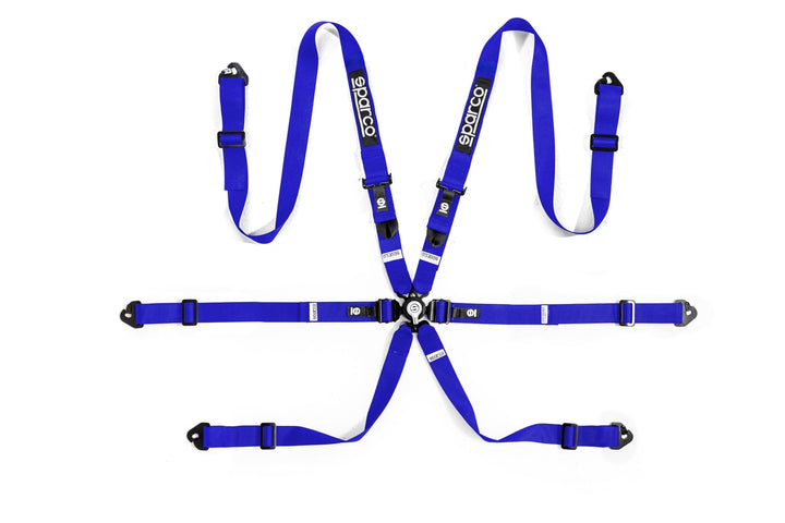 Sparco Comp H-2 6PT Steel Pull-Down 2" Harness - Blue