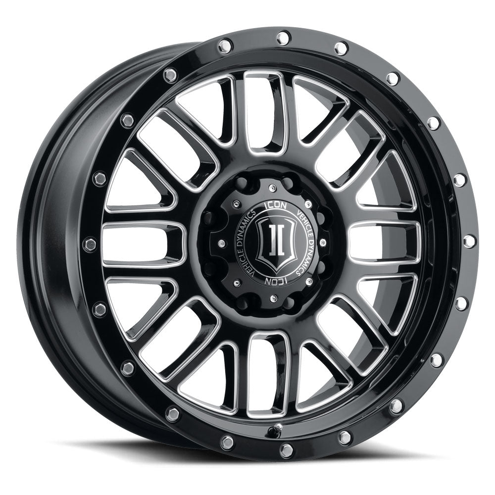 ICON Alloys Alpha Gloss Black w/ Milled Windows 20x9 8x6.5 19mm Offset 5.75" BS