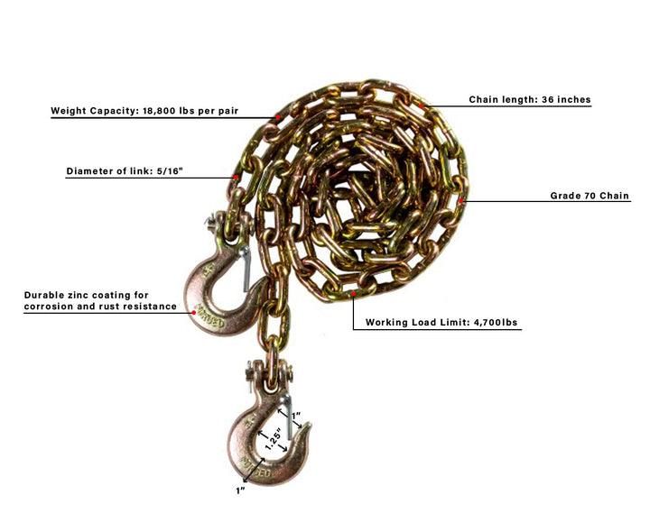 BulletProof Medium Duty 5/16" Safety Chains (Pair) (MDCHAINS)
