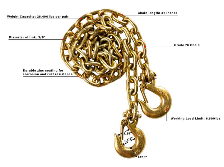 BulletProof Heavy Duty 3/8" Safety Chains (Pair) (HDCHAINS)
