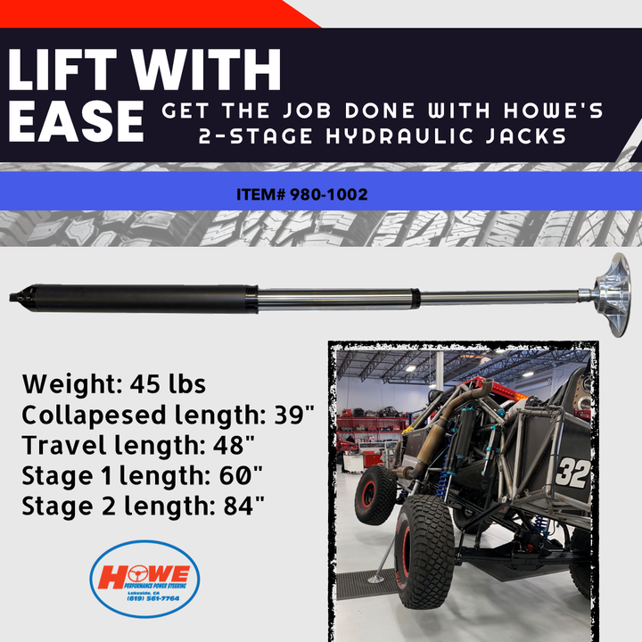 Howe 2 Stage Hydraulic Jack with Foot, 48" Travel (980-1002)