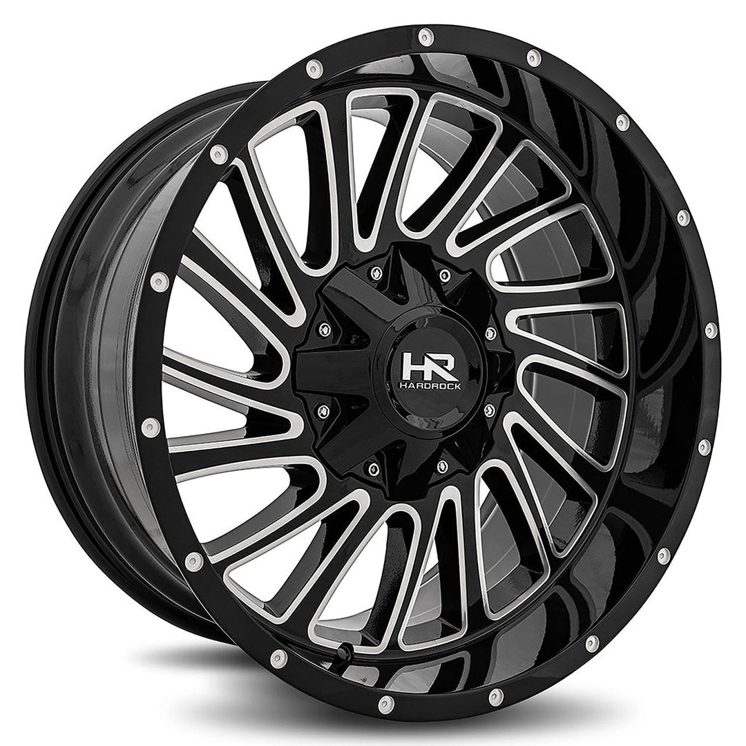 Hardrock Offroad H708 Overdrive | 20x12 | 8 On 165.1 | Offset -51 | Gloss Black with CNC Machined Detailing | SKU H708-201281151GBM
