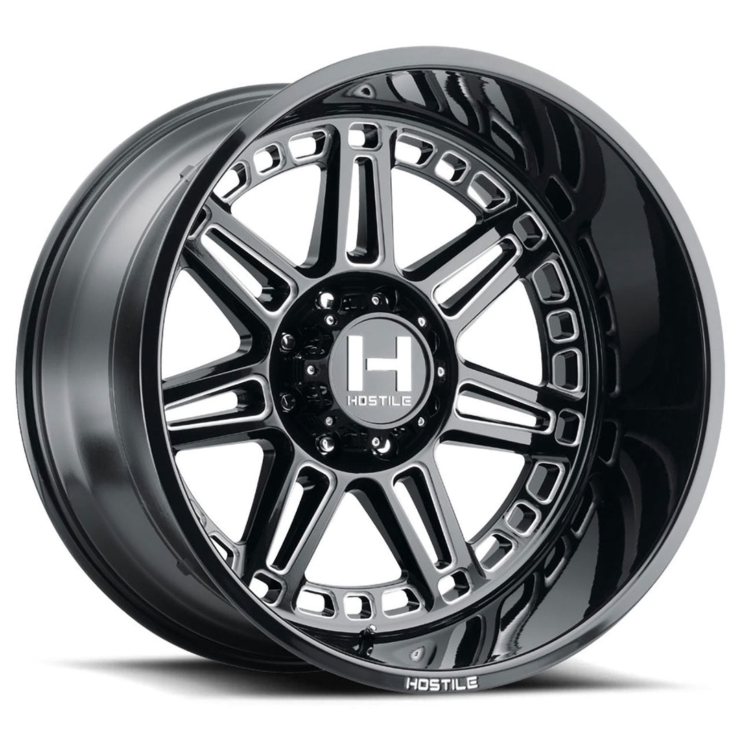 Hostile H124 Lunatic | 20x10 | 5 On 127 | Offset -19 | Gloss Black with Mill Cut Details | SKU H124-2010550047B