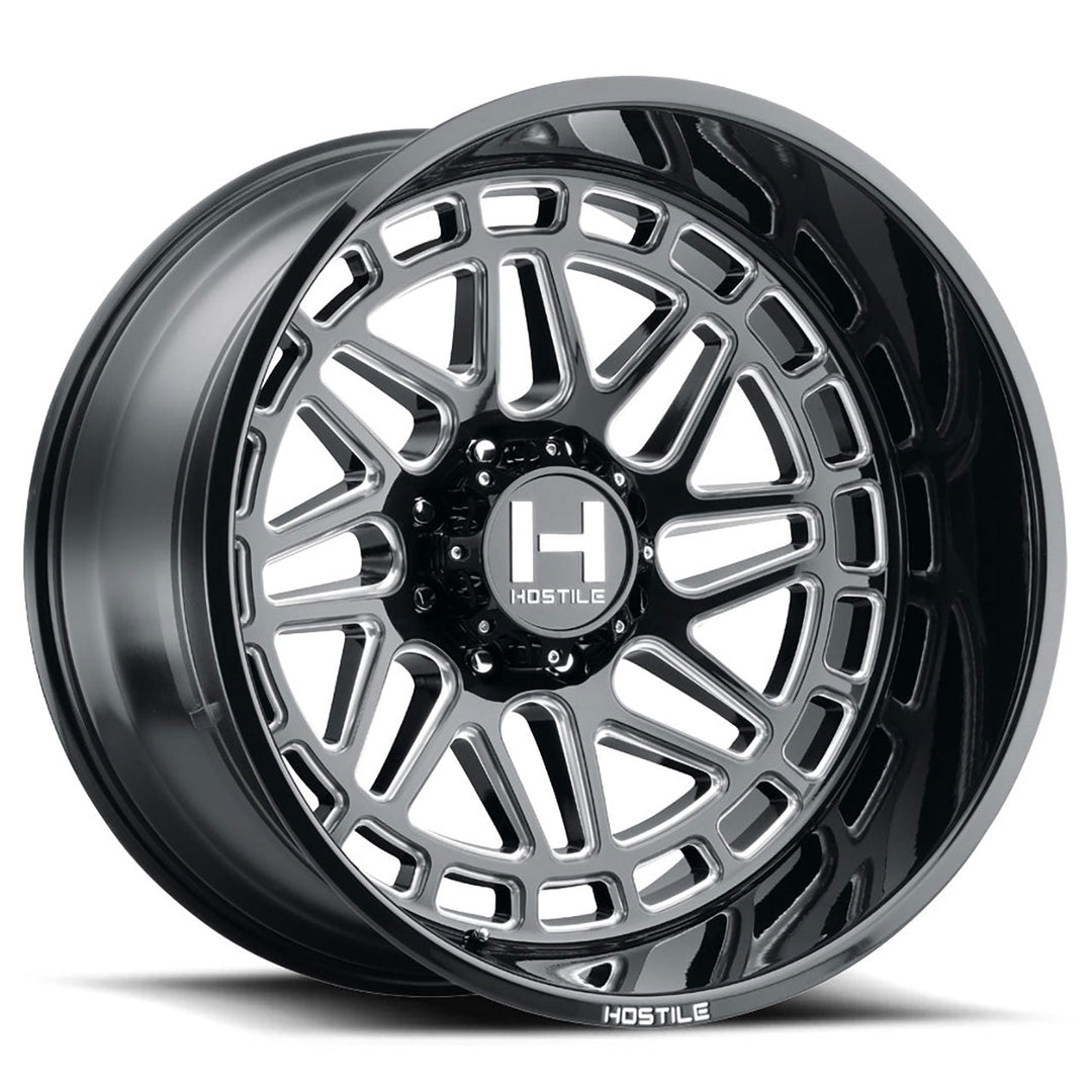 Hostile H122 Reaper | 22x10 | 6 On 139.7 | Offset -25 | Gloss Black with Mill Cut Details | SKU H122-2210655045B