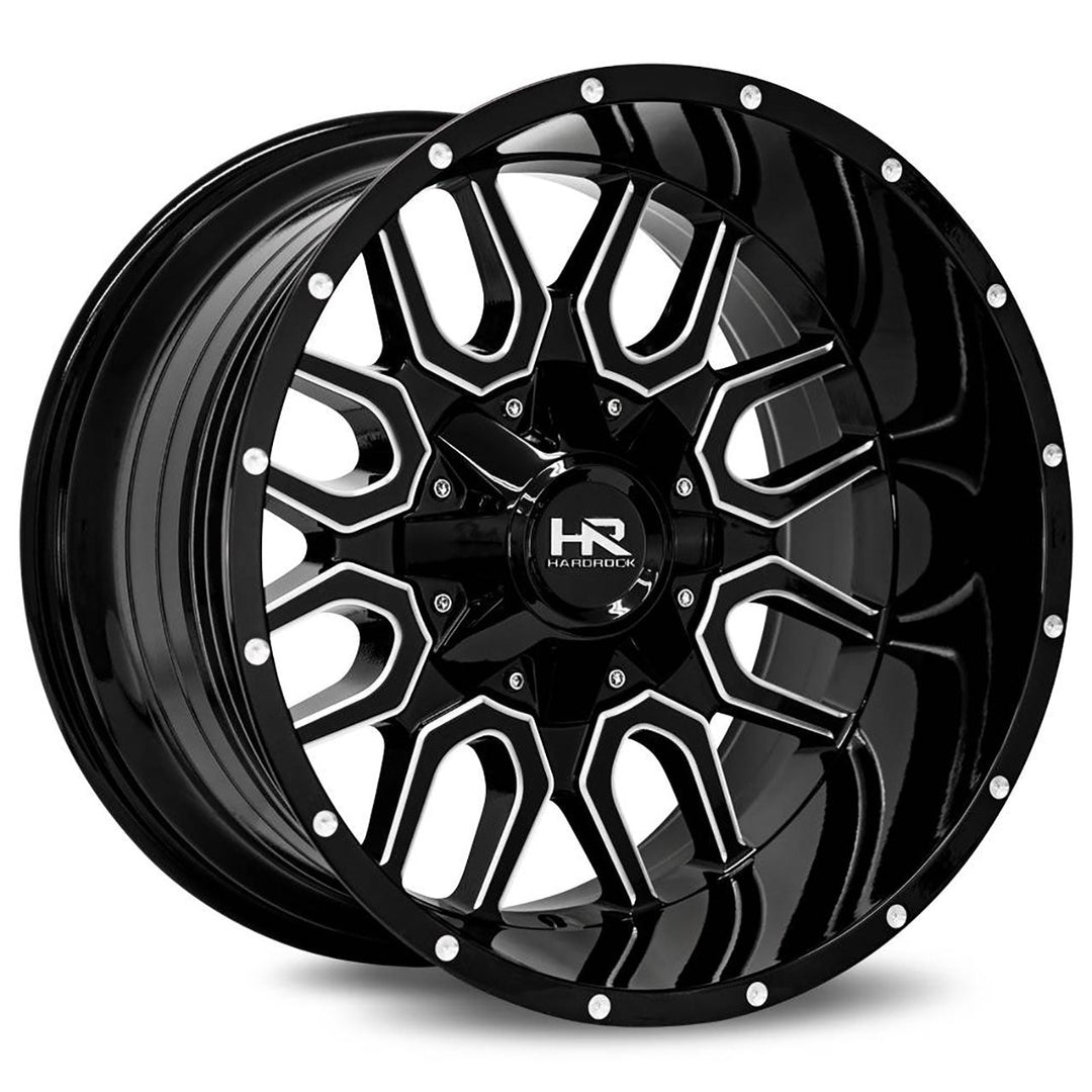 Hardrock Offroad H709 Commander | 22x10 | 8 On 165.1 | Offset -19 | Gloss Black with CNC Machined Detailing | SKU H709-221081119GBM