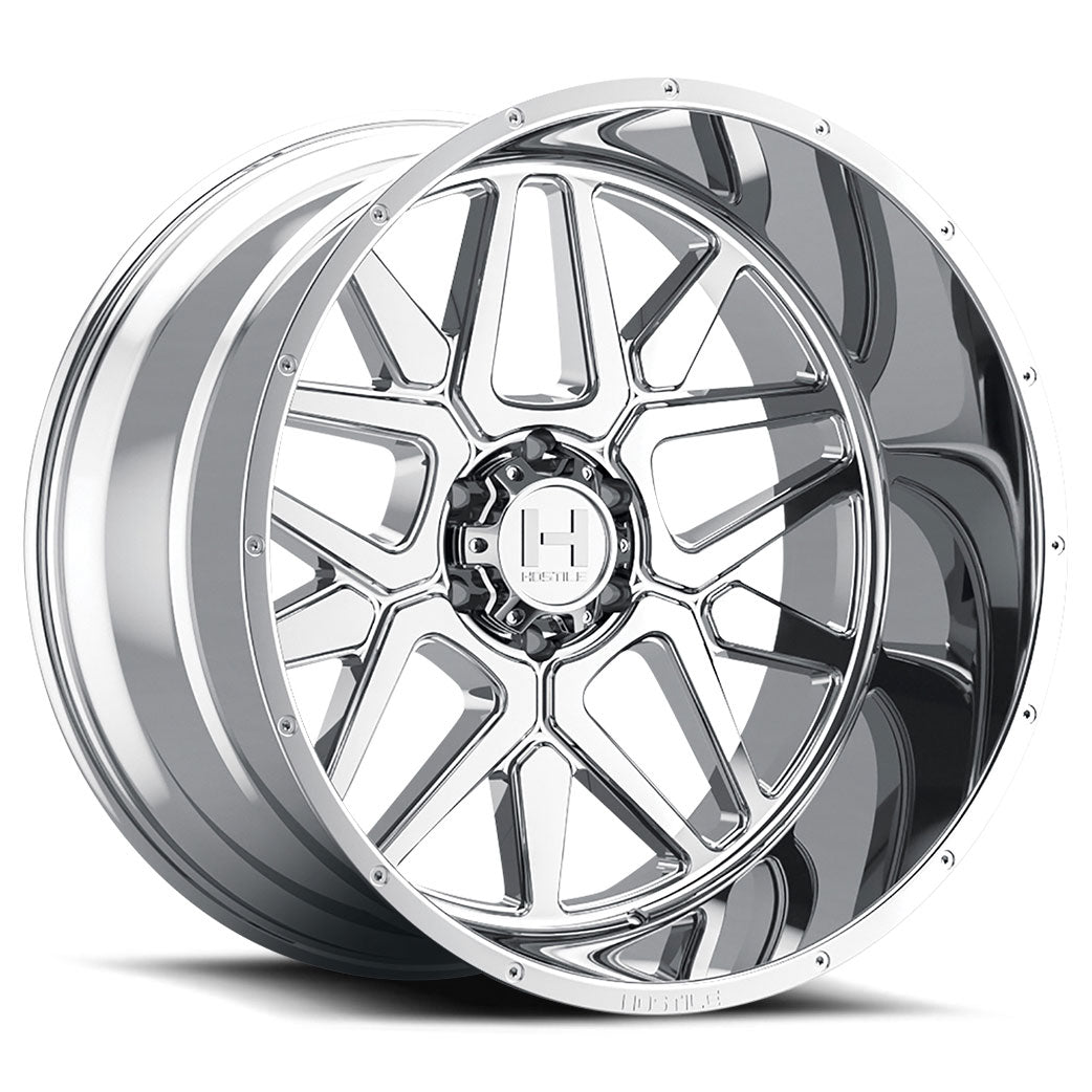 Hostile H128 Diablo | 24x14 | 8 On 165.1 | Offset -76 | Chrome | SKU H128-2414816545C