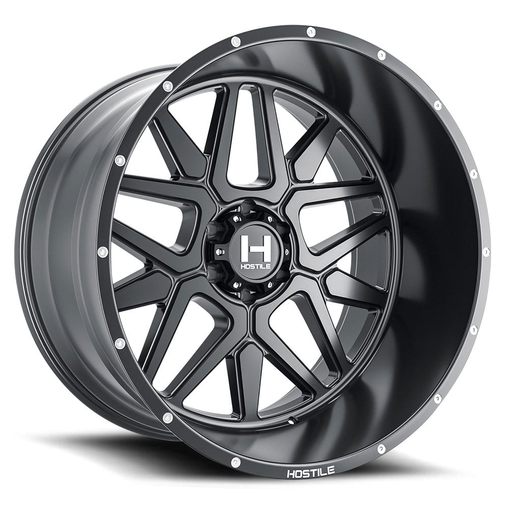 Hostile H128 Diablo | 20x9 | 8 On 180 | Offset 0 | Satin Black | SKU H128-2090818050BB