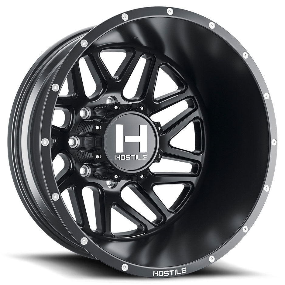 Hostile H401 Sprocket-R | 22x8.25 | 8 On 165.1 | Offset -221 | Satin Black | SKU H401-22828165-221BB