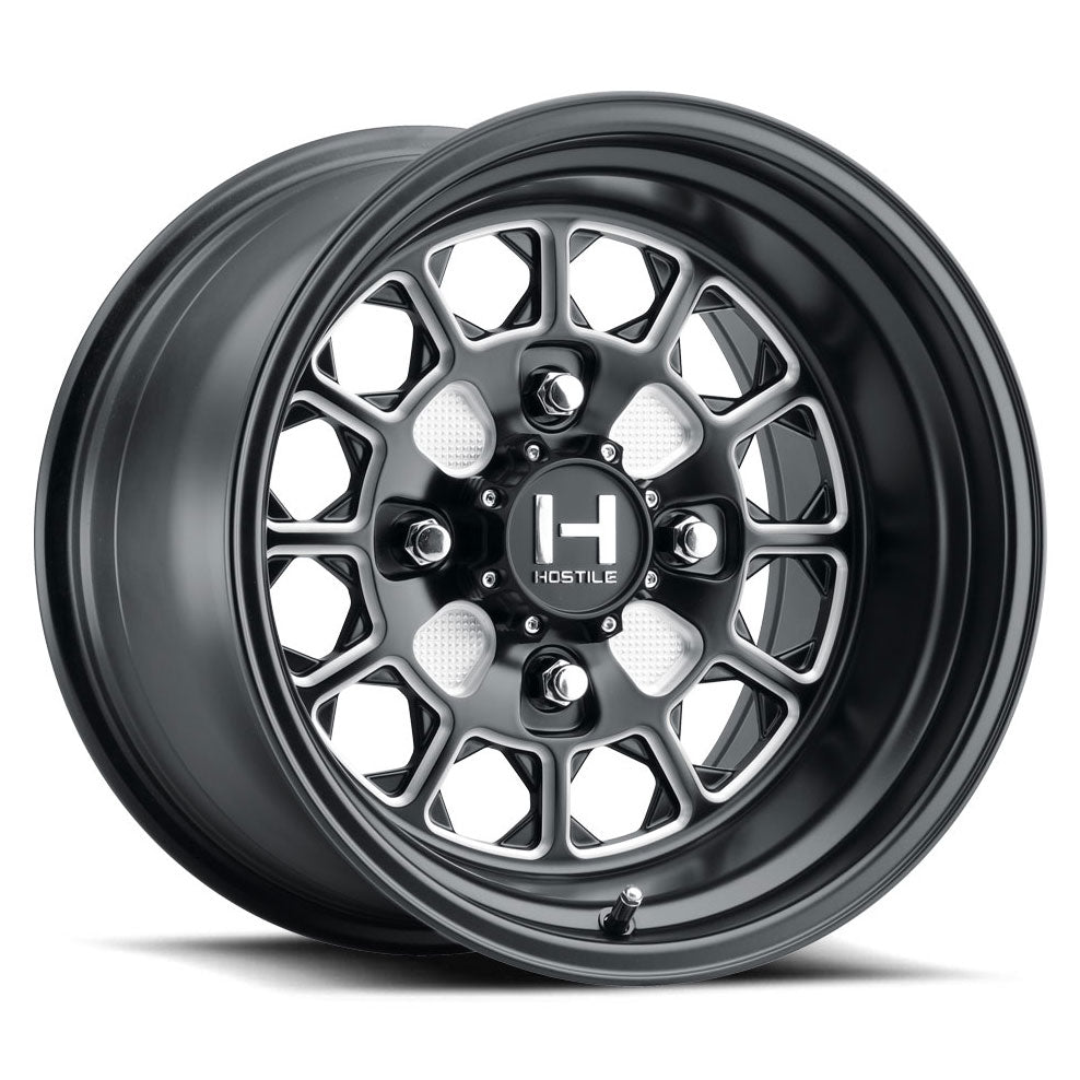 Hostile H125 Pismo UTV | 15x10 | 4 On 156 | Offset 0 | Satin Black with CNC Machined Detailing | SKU H125-1510415654M