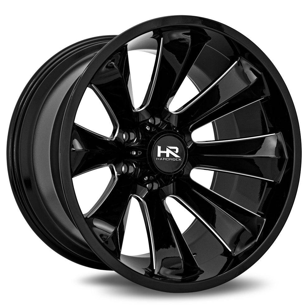 Hardrock Offroad Xplosive Xposed | 24x12 | 6 On 135 | Offset -76 | Gloss Black with Milled Spokes | SKU H506-241236176BM
