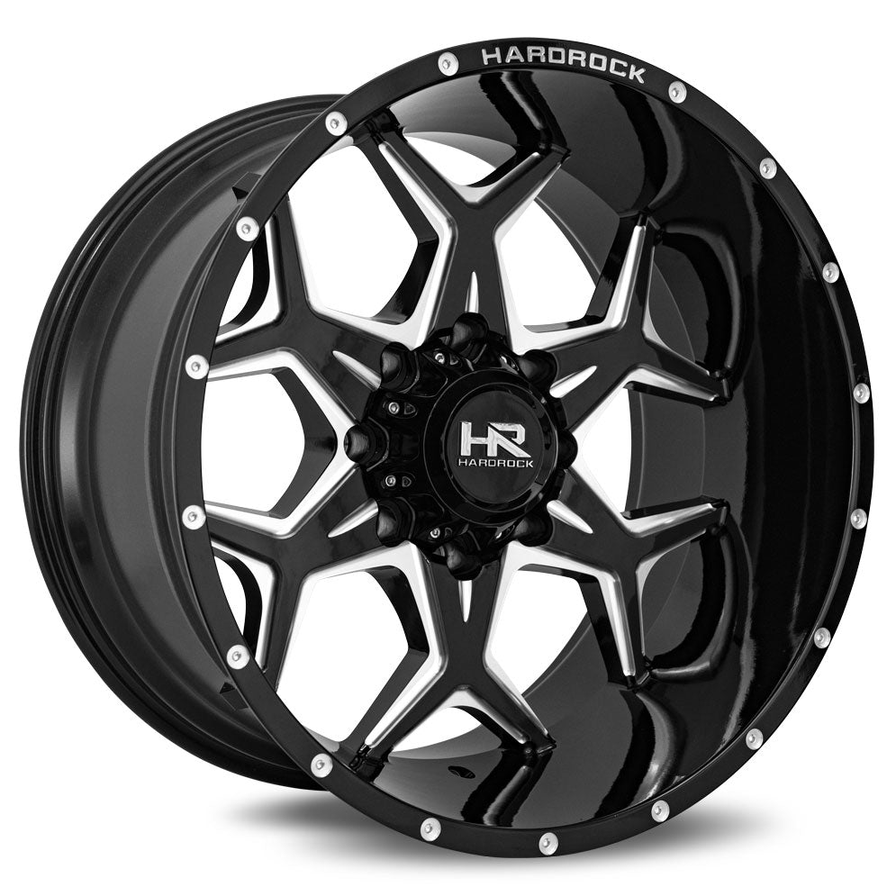 Hardrock Offroad Reckless Xposed | 24x12 | 6 On 135 | Offset -51 | Gloss Black with Milled Spokes | SKU H507-241236151BM