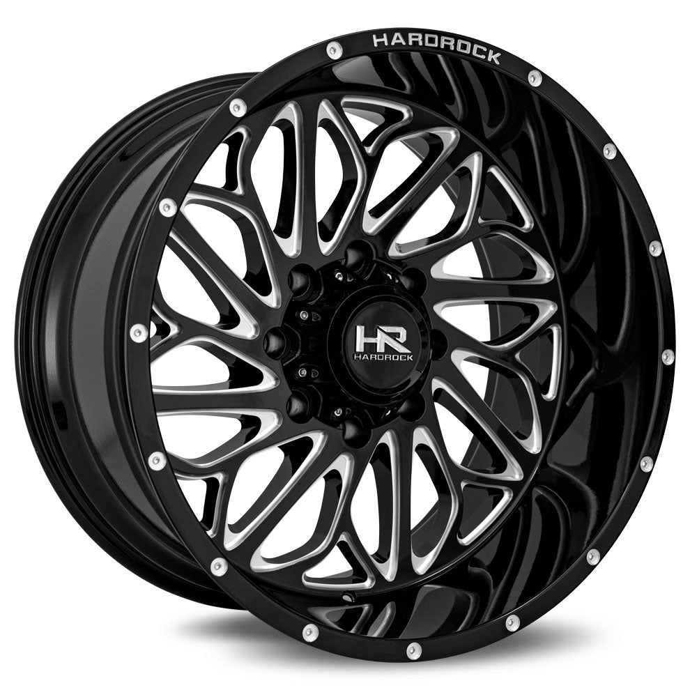 Hardrock Offroad Blacktop Xposed | 24x14 | 6 On 135 | Offset -76 | Gloss Black with Milled Spoked Edges | SKU H508-241436176BM