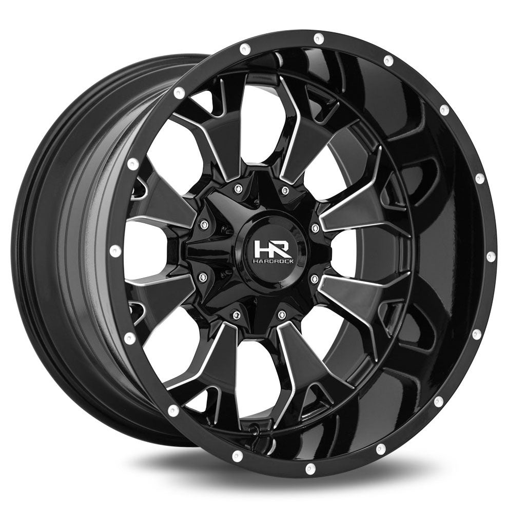 Hardrock Offroad H711 Devastator | 20x10 | 8 On 165.1 | Offset -19 | Gloss Black with CNC Machined Detailing | SKU H711-201081119GBM