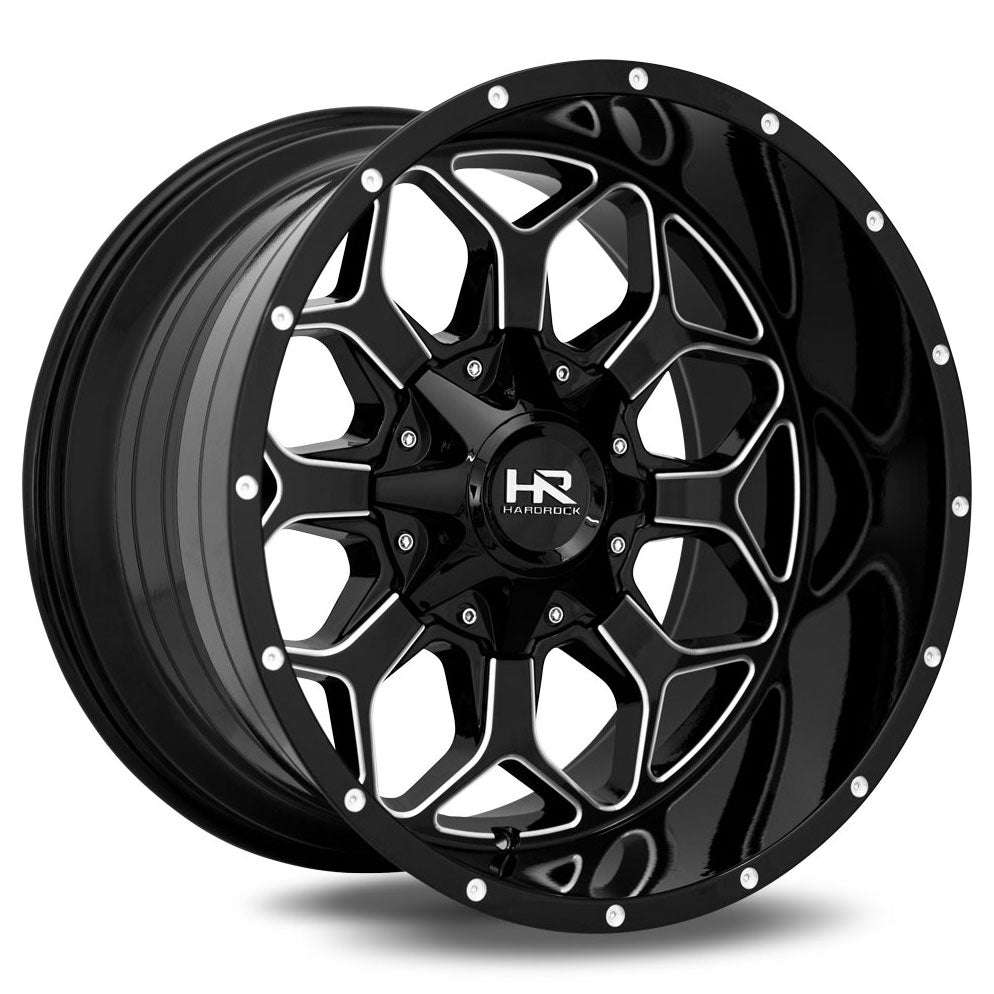 Hardrock Offroad Indestructible | 20x10 | 6 On 135/139.7 | Offset -19 | Gloss Black with Milled Spokes | SKU H712-201037119GBM
