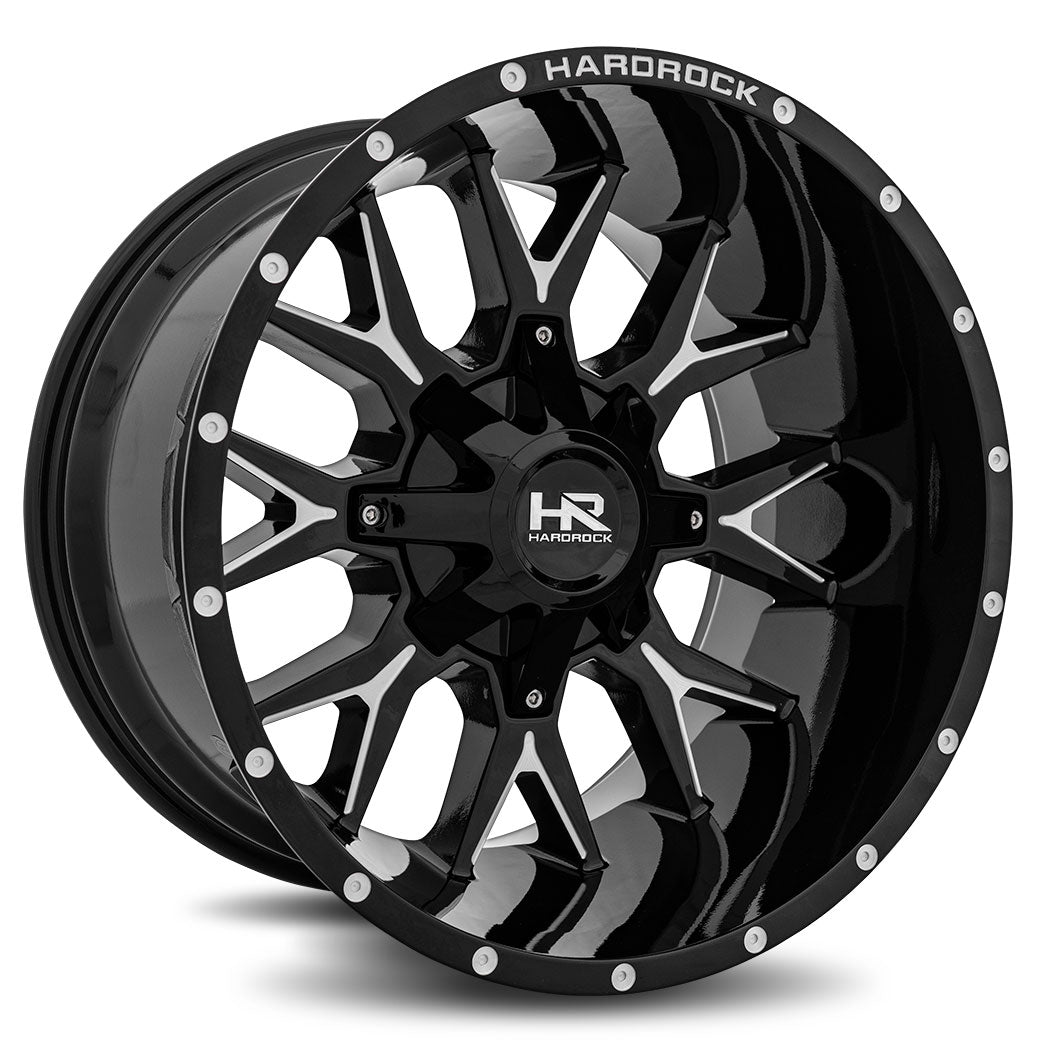 Hardrock Offroad H700 Affliction | 20x9 | 5 On 127/139.7 | Offset 0 | Gloss Black with CNC Machined Detailing | SKU H700-209052000GBM