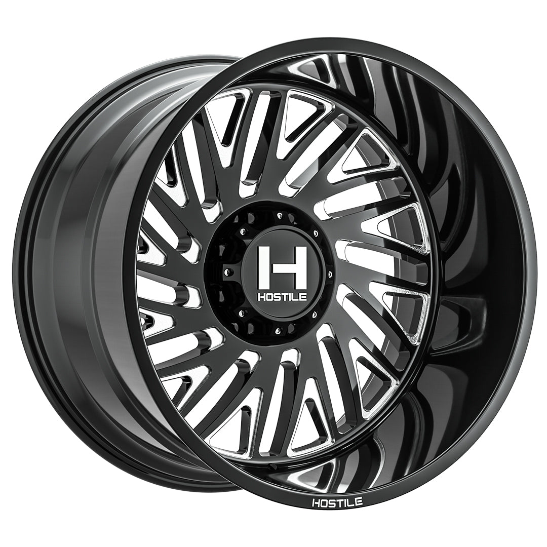 Hostile H131 Syclone | 20x12 | 8 On 180 | Offset -44 | Gloss Black with Mill Cut Details | SKU H131-2012818047B