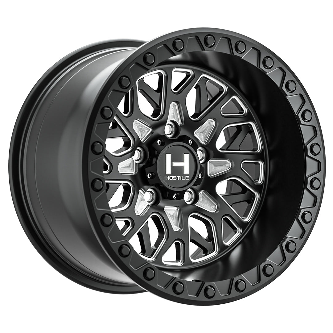 Hostile H133 Glamis UTV | 15x8 | 4 On 156 | Offset 0 | Satin Black with CNC Machined Detailing | SKU H133-1580415644M