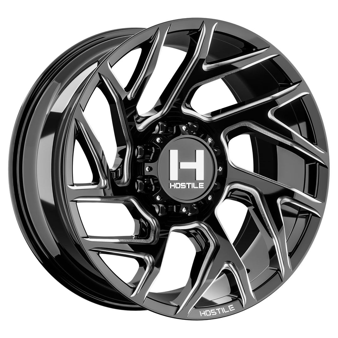 Hostile H141 Vortex | 20x9 | 8 On 180 | Offset 12 | Gloss Black with Mill Cut Details | SKU H141-2090818055B
