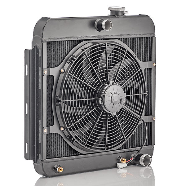 C&R Chevy Bel Air 1955-1957 Downflow Radiator Module I6/SBC w/ TOC - Satin Black 15-10283B