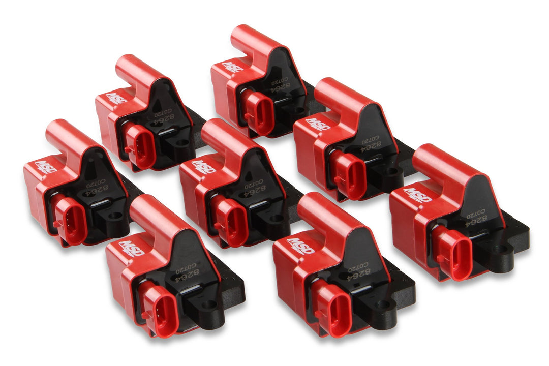MSD Ignition Coil - GM LS Blaster Series - L-Series Truck Engine - Red - 8-Pack | SKU 82648