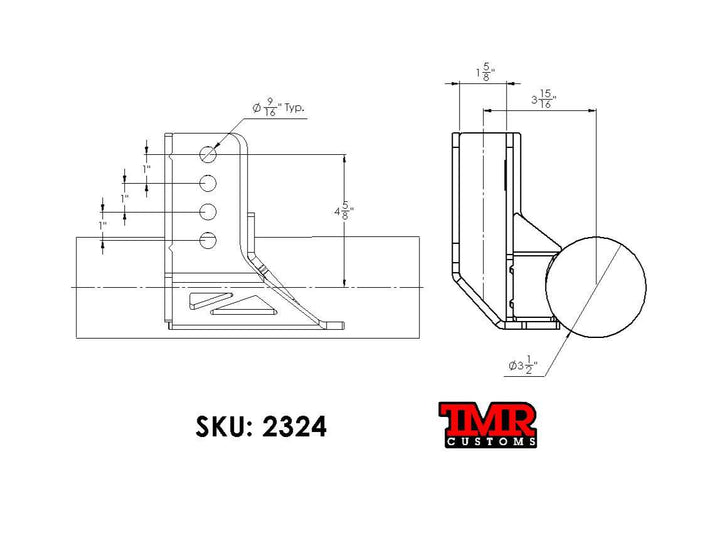 TMR Customs Adjustable Track Bar Bracket - Axle Mount