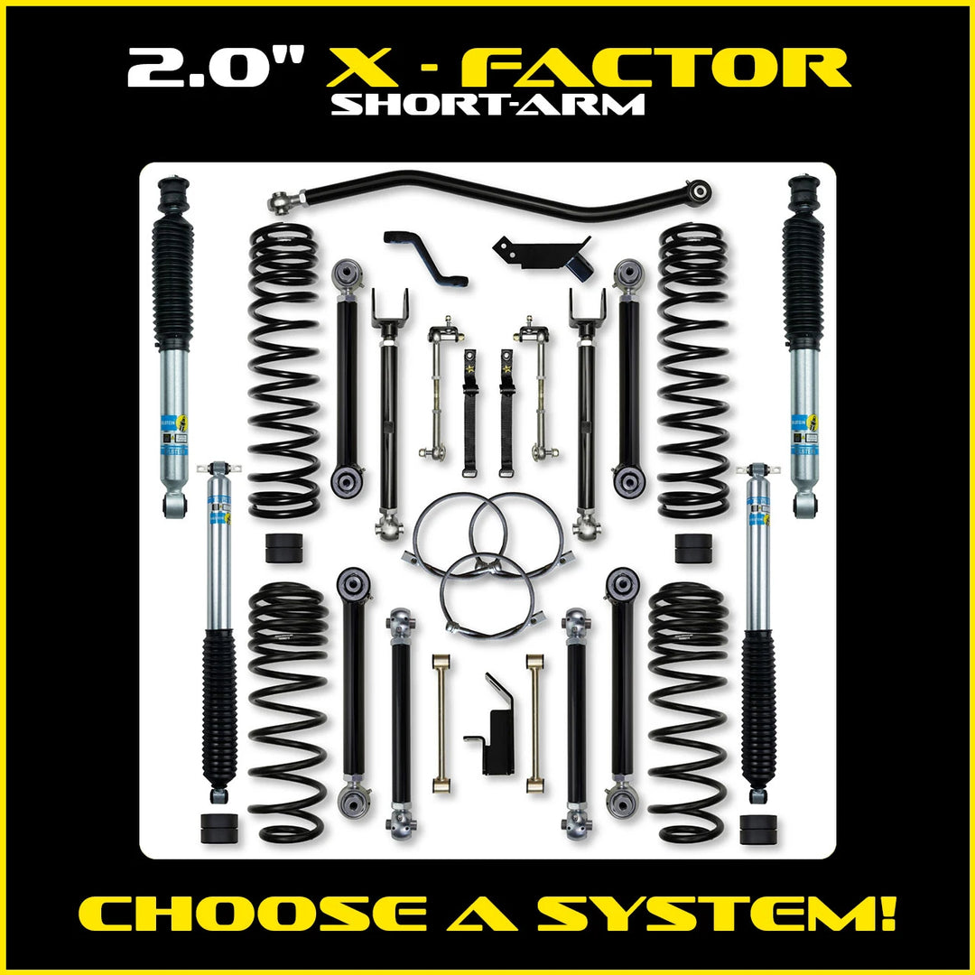 Rock Krawler 2.0 Inch X-Factor Short Arm System - 1997-2006 Wrangler TJ - kit photo