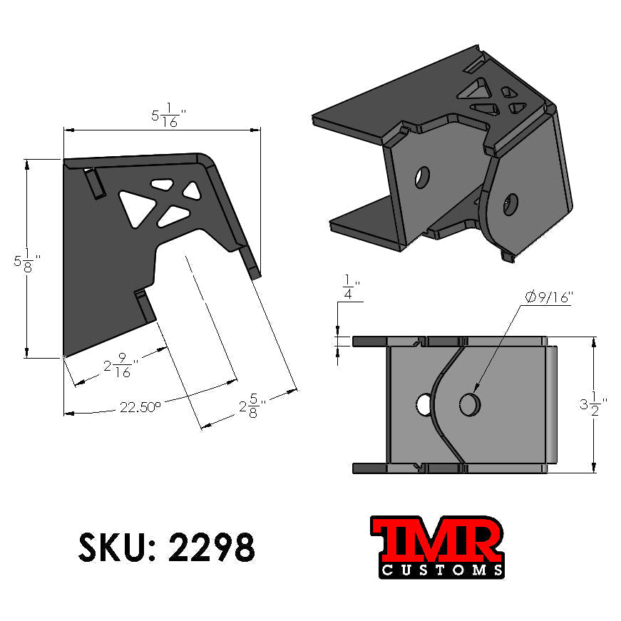 TMR Customs Frame Mount Upper Link Bracket (0 or 22 degree offset)
