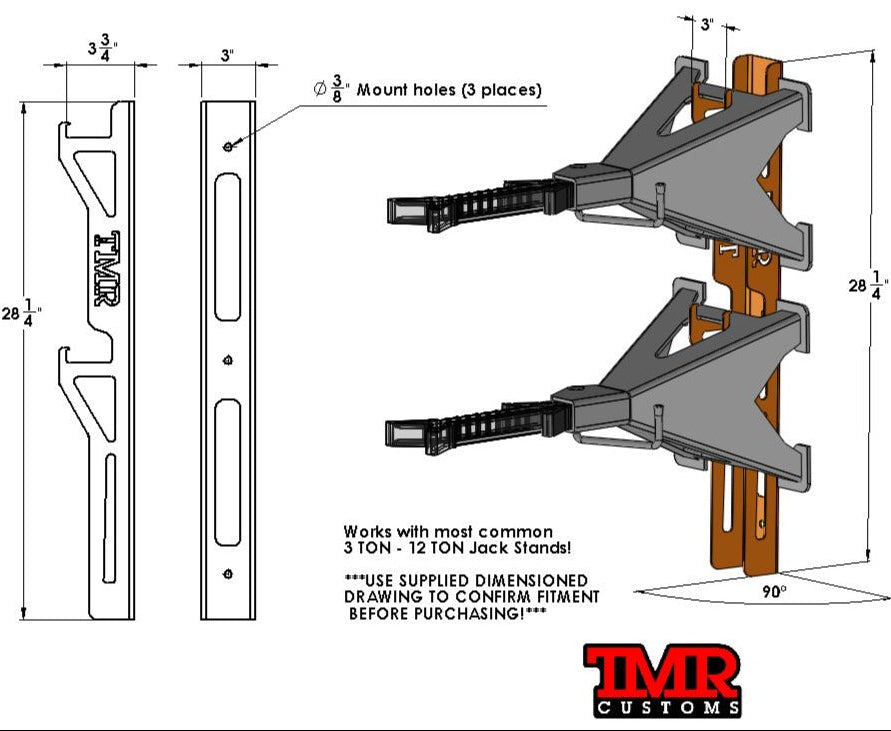 TMR Customs LARGE Jack Stand Storage Rack - PAIR