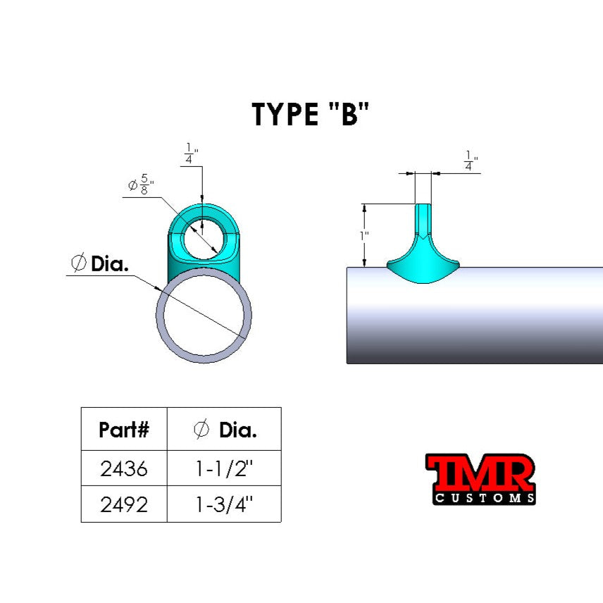 TMR Customs Weld On Eyelet for Clip-In Seat Belt - Type B