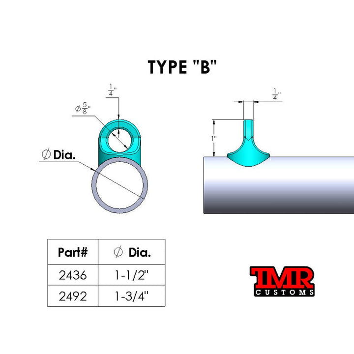 TMR Customs Weld On Eyelet for Clip-In Seat Belt - Type B