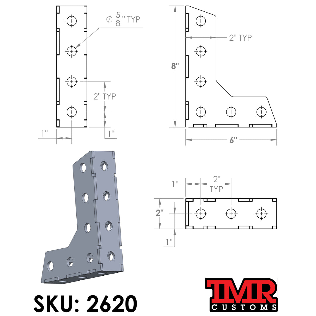 TMR Customs 90° Fabrication Square - 8" x 6" x 2"