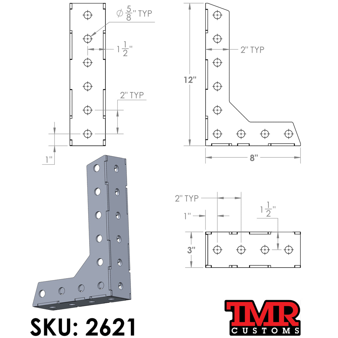 TMR Customs 90° Fabrication Square - 12" x 8" x 3"