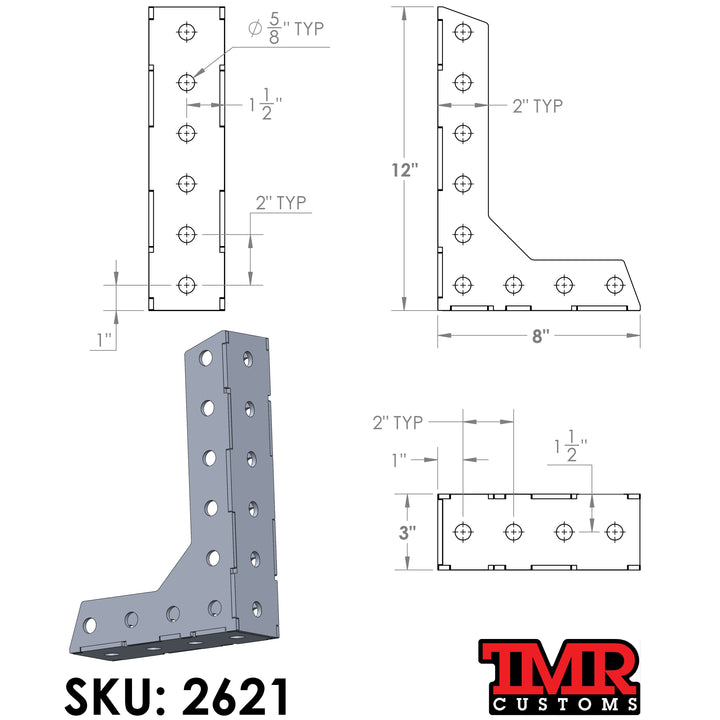 TMR Customs 90° Fabrication Square - 12" x 8" x 3"