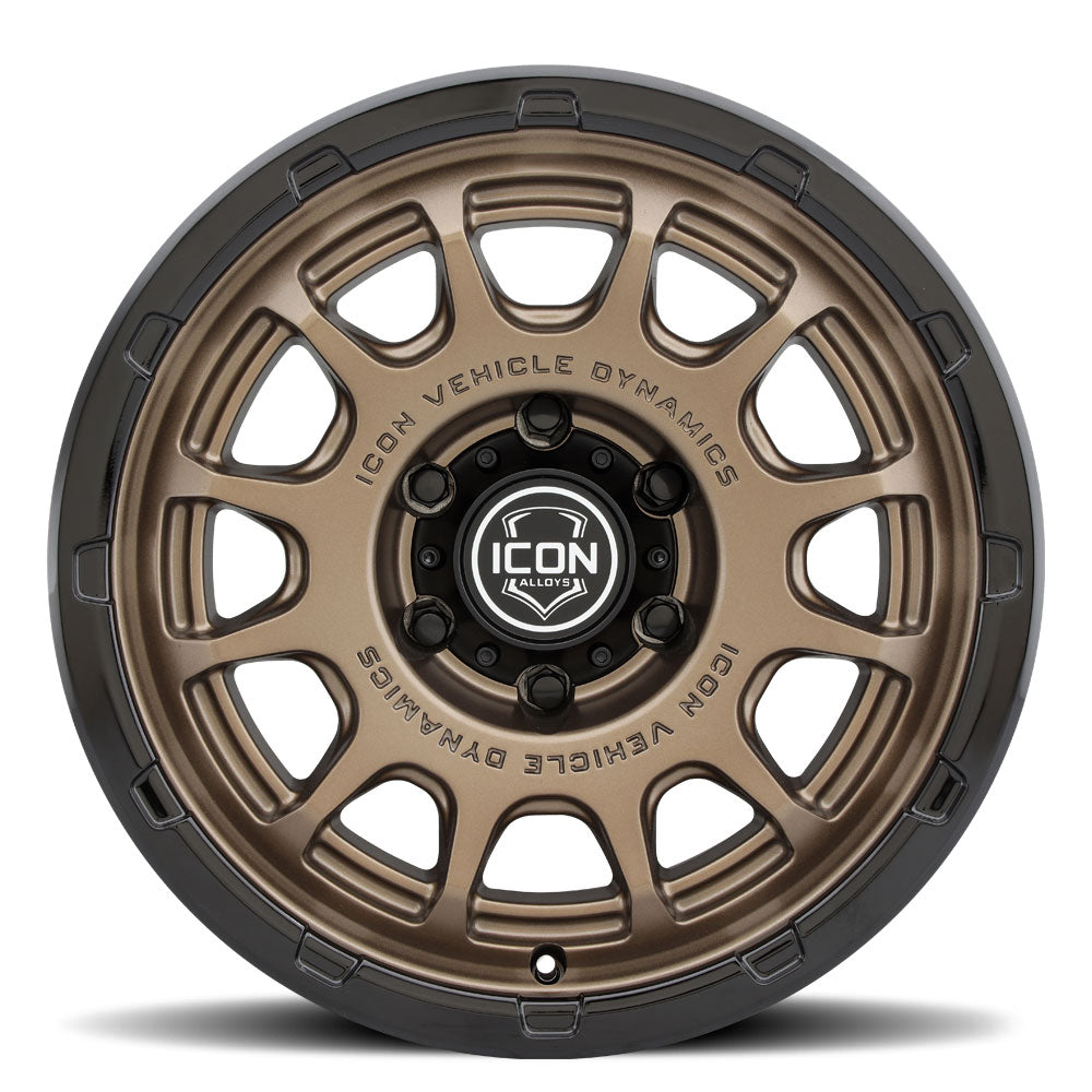ICON Alloys Rancho Satin Bronze w/ Gloss Black Lip 17x8.5 5x150 25mm Offset 5.75" BS