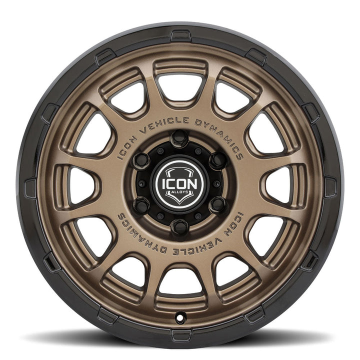 ICON Alloys Rancho Satin Bronze w/ Gloss Black Lip 17x8.5 6x135 6mm Offset 5" BS