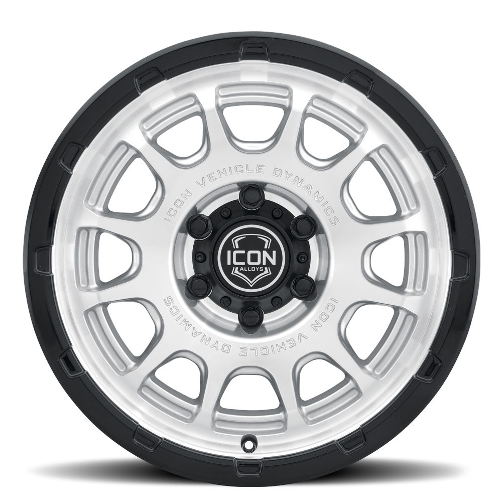 ICON Alloys Rancho Silver Machined w/ Gloss Black Lip 17x8.5 6x5.5 25mm Offset 5.75" BS
