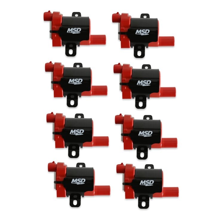 MSD Ignition Coil - GM LS Blaster Series - L-Series Truck Engine - Red - 8-Pack | SKU 82638